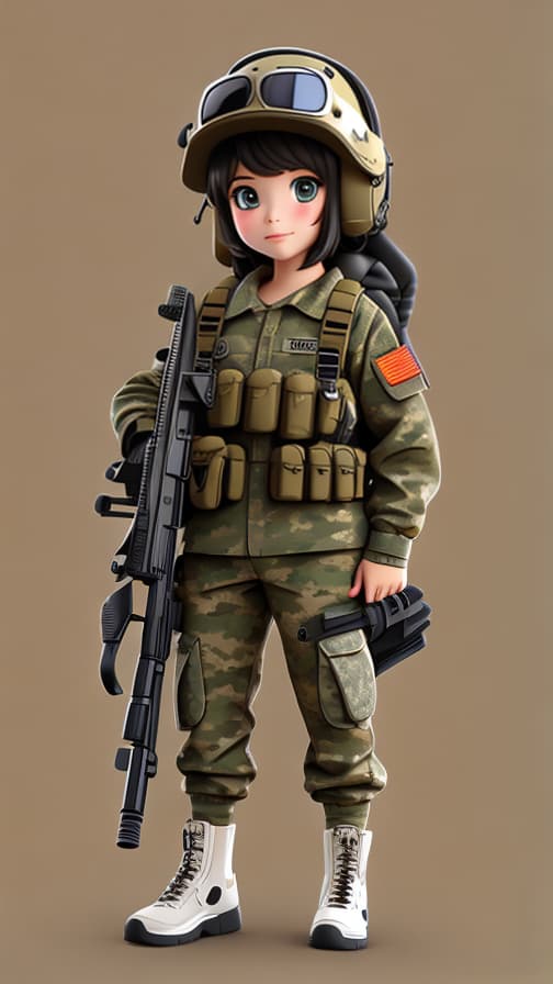 U.S. Army full equipment two-headed military equipment camouflage clothing rifle girl cute
