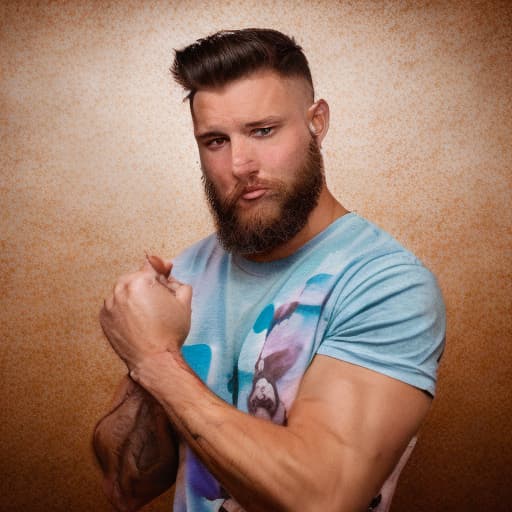 portrait+ style WrestleMania queer brunette hunk dude face