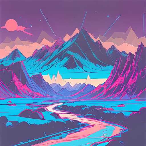 nvinkpunk Whimsical mountains and river