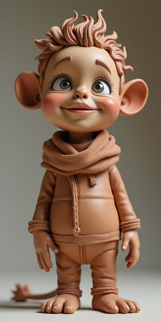  good quality, high quality, whimsical and expressive clay sculpture of a character