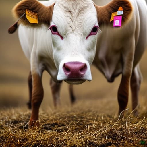 lnkdn photography picture of cow hyperrealistic, full body, detailed clothing, highly detailed, cinematic lighting, stunningly beautiful, intricate, sharp focus, f/1. 8, 85mm, (centered image composition), (professionally color graded), ((bright soft diffused light)), volumetric fog, trending on instagram, trending on tumblr, HDR 4K, 8K