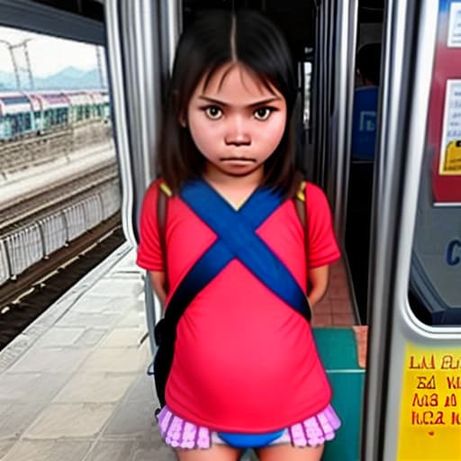  niña de 12 años en calzones en la estación de buses en Vietnam