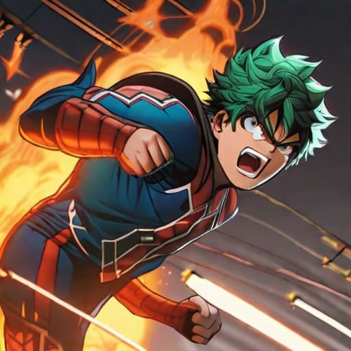  1boy, male focus, midoriya izuku, boku no hero academia, injury, electricity,, masterpiece, best quality, very aesthetic, absurdres hyperrealistic, full body, detailed clothing, highly detailed, cinematic lighting, stunningly beautiful, intricate, sharp focus, f/1. 8, 85mm, (centered image composition), (professionally color graded), ((bright soft diffused light)), volumetric fog, trending on instagram, trending on tumblr, HDR 4K, 8K