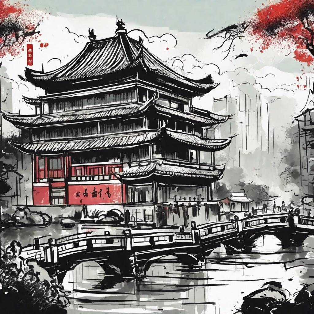  Chengdu travel, chinese ink style