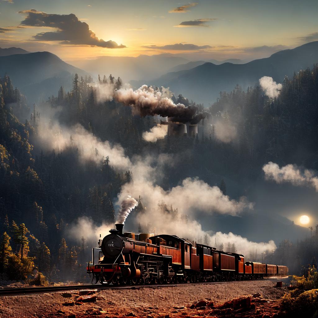  ((masterpiece)), (((best quality))), 8k, high detailed, ultra-detailed. A Wild West train's coal car almost empty with a fireman shoveling the last bits of coal, (billowing smoke), (dusty atmosphere), (rusty metal), (sun setting in the background), (steam engine) hyperrealistic, full body, detailed clothing, highly detailed, cinematic lighting, stunningly beautiful, intricate, sharp focus, f/1. 8, 85mm, (centered image composition), (professionally color graded), ((bright soft diffused light)), volumetric fog, trending on instagram, trending on tumblr, HDR 4K, 8K