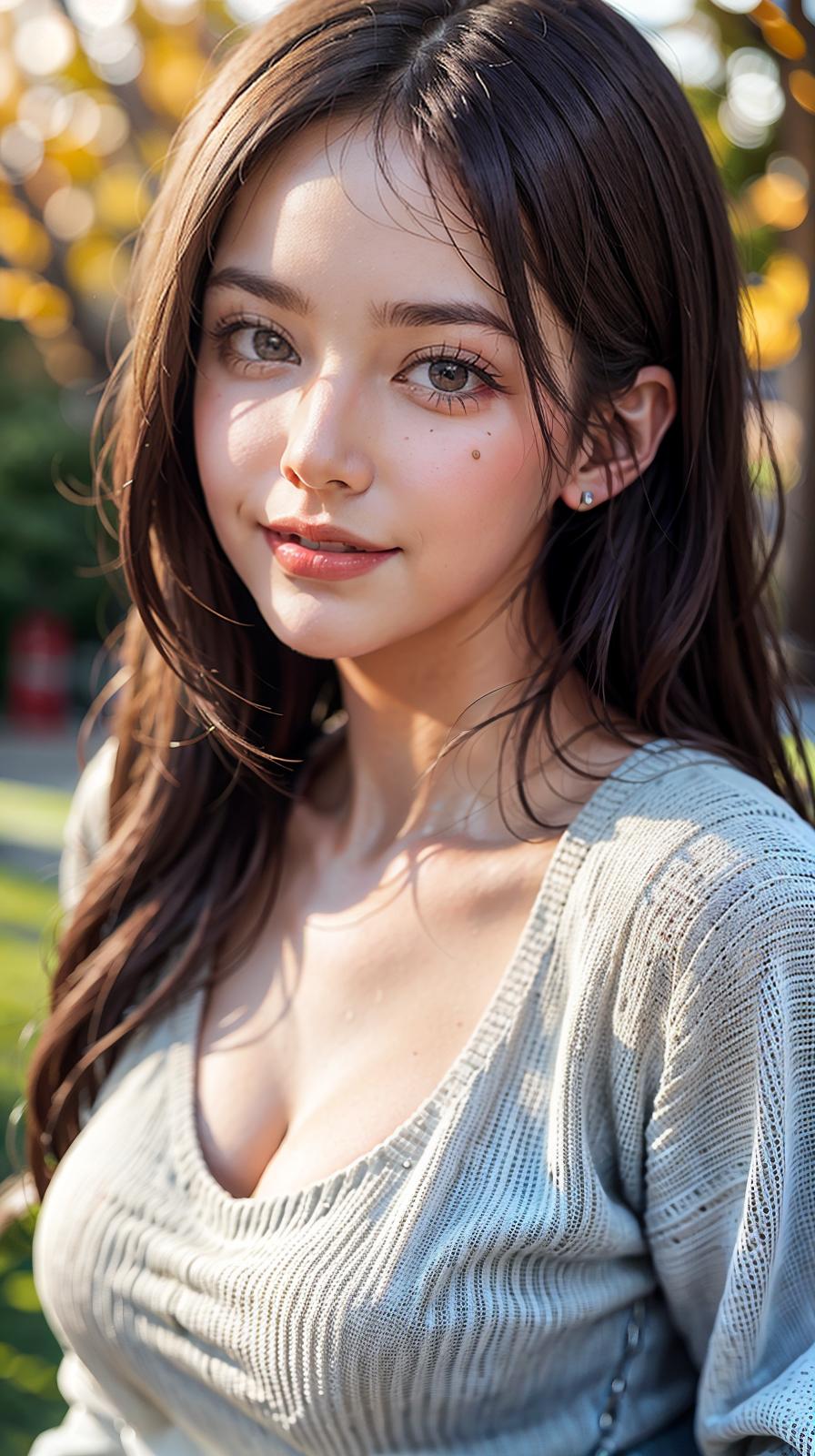  ultra high res, (photorealistic:1.4), raw photo, (realistic face), realistic eyes, (realistic skin), <lora:XXMix9_v20LoRa:0.8>, ((((masterpiece)))), best quality, very_high_resolution, ultra-detailed, in-frame, beautiful girl, autumn, charming smile, vibrant colors, glowing skin, youthful, elegant, enchanting, natural beauty, graceful, delicate features, captivating gaze, radiant, ethereal, picturesque scenery, cozy sweaters, falling leaves, golden sunlight, harvest bounty, serene ambiance, peaceful