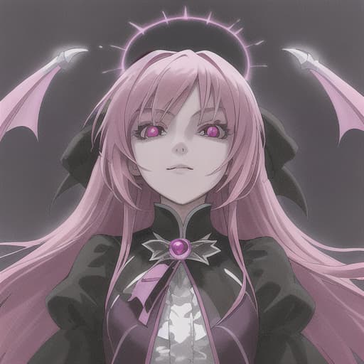  best quality ultra-detail detailed light illutration vampire pink hair anime girl