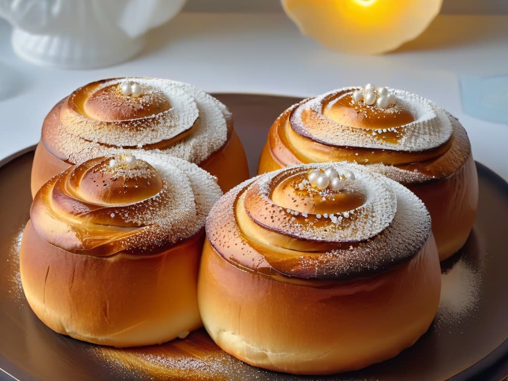  A closeup, ultradetailed image of freshly baked brioche buns with a goldenbrown crust, sprinkled generously with glistening pearls of sugar. The light catches the individual sugar granules, highlighting their texture and adding a touch of elegance to the delicious pastries. The buns are arranged on a sleek, modern serving platter, with a subtle softfocus background to enhance the minimalist aesthetic. hyperrealistic, full body, detailed clothing, highly detailed, cinematic lighting, stunningly beautiful, intricate, sharp focus, f/1. 8, 85mm, (centered image composition), (professionally color graded), ((bright soft diffused light)), volumetric fog, trending on instagram, trending on tumblr, HDR 4K, 8K