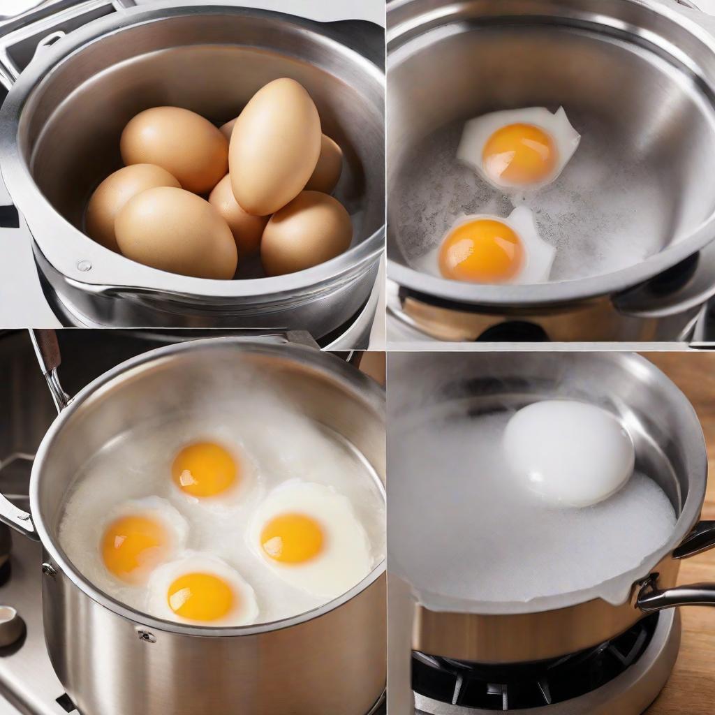  Scene Description: Setting: A kitchen scene with a boiling pot of water on a stove. Foreground: Boiling Pot: A large, clear pot filled with boiling water. The water is vigorously bubbling, with steam rising. Inside the pot, there is a potato and an egg. The potato should look slightly soft and tender, while the egg should appear intact and firm. Left Side: Potato: A close-up view of a softened potato in the boiling water. Show the potato slightly breaking apart, indicating it is becoming soft. Right Side: Egg: A close-up view of a hard-boiled egg in the same boiling water. The egg should look solid and unbroken, indicating its hardness. Background: Kitchen Environment: The kitchen is clean and modern, with a warm, welcoming feel. The s hyperrealistic, full body, detailed clothing, highly detailed, cinematic lighting, stunningly beautiful, intricate, sharp focus, f/1. 8, 85mm, (centered image composition), (professionally color graded), ((bright soft diffused light)), volumetric fog, trending on instagram, trending on tumblr, HDR 4K, 8K