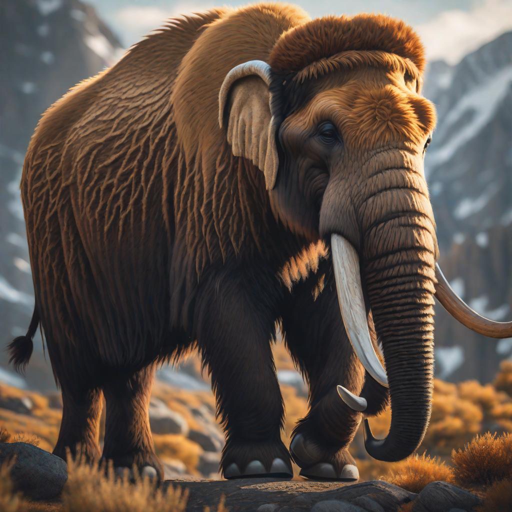  mammoth, cute, hyper detail, full HD hyperrealistic, full body, detailed clothing, highly detailed, cinematic lighting, stunningly beautiful, intricate, sharp focus, f/1. 8, 85mm, (centered image composition), (professionally color graded), ((bright soft diffused light)), volumetric fog, trending on instagram, trending on tumblr, HDR 4K, 8K