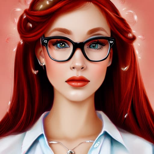 portrait+ style a girl with redhair and glasses ugly