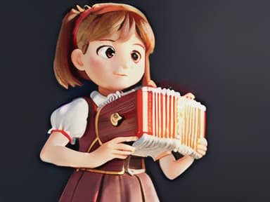  Masterpiece, best quality, keep the original style, change the content to girl playing accordion