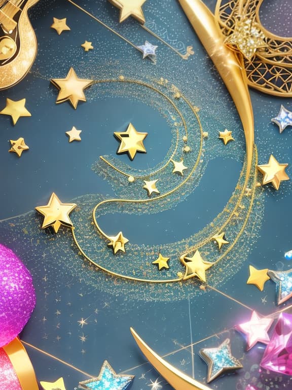  Cute musical notes and sparkling stars and gems wallpaper