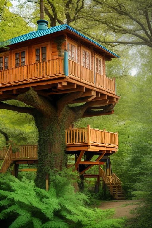 dvarchmodern (Фон) Зеленный лес с рекой. (Передний фон)This tree house. The blossoms are blooming above the roof of the cabin. The flowers are blue turning to blue, red, yellow. hyperrealistic, full body, detailed clothing, highly detailed, cinematic lighting, stunningly beautiful, intricate, sharp focus, f/1. 8, 85mm, (centered image composition), (professionally color graded), ((bright soft diffused light)), volumetric fog, trending on instagram, trending on tumblr, HDR 4K, 8K