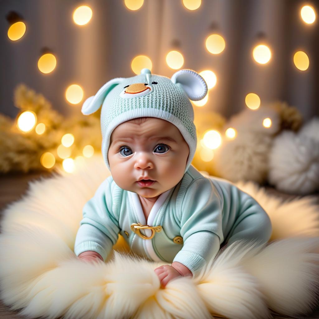  cinematic photo you are a professional photographer. take a photo of a beautiful 3 month old with a expressive gaze, lying on her facing the camera, looking forward with delight. high detail. 4k. . 35mm photograph, film, bokeh, professional, 4k, highly detailed hyperrealistic, full body, detailed clothing, highly detailed, cinematic lighting, stunningly beautiful, intricate, sharp focus, f/1. 8, 85mm, (centered image composition), (professionally color graded), ((bright soft diffused light)), volumetric fog, trending on instagram, trending on tumblr, HDR 4K, 8K