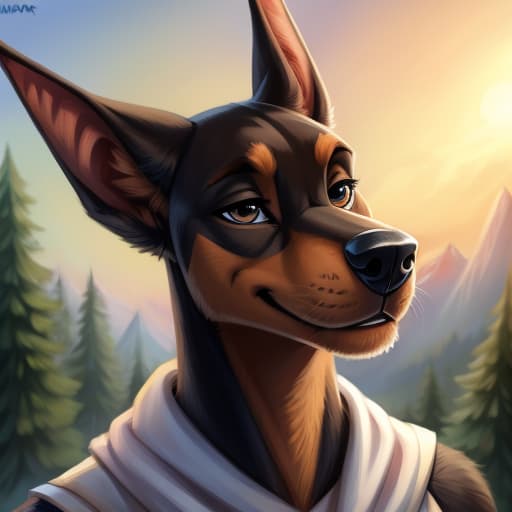  by fluffkevlar, doberman,, open eyes, digital art, masterpiece, 4k, fine details,