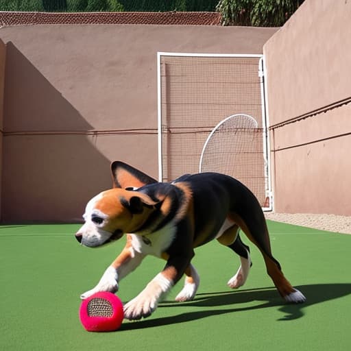  dos cachorros hermosos de la raza skimal jugando en nive con una pelota de tenis.