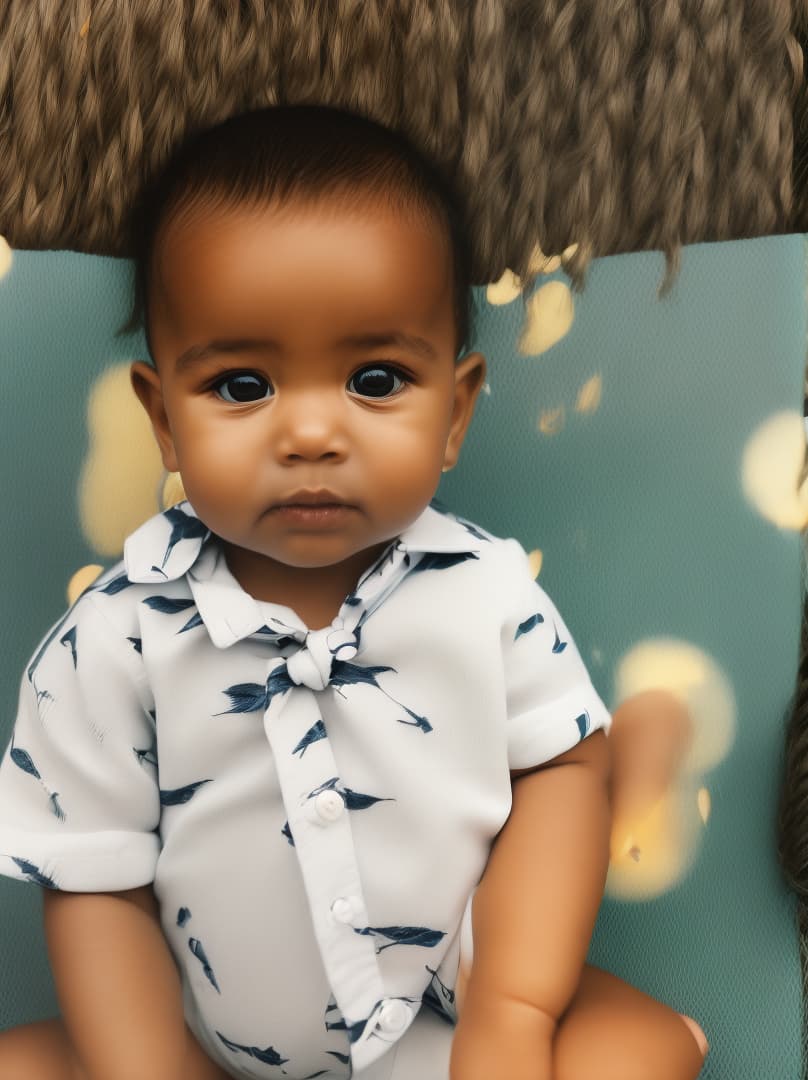 portrait+ style portrait+ style, A baby wearing black coat ,white shirt and a blue tie, ultra realistic, hyper detail, Canon EOS R3, nikon, f/1.4, ISO 200, 1/160s, 8K, RAW, unedited, symmetrical balance, in-frame, HDR 4K