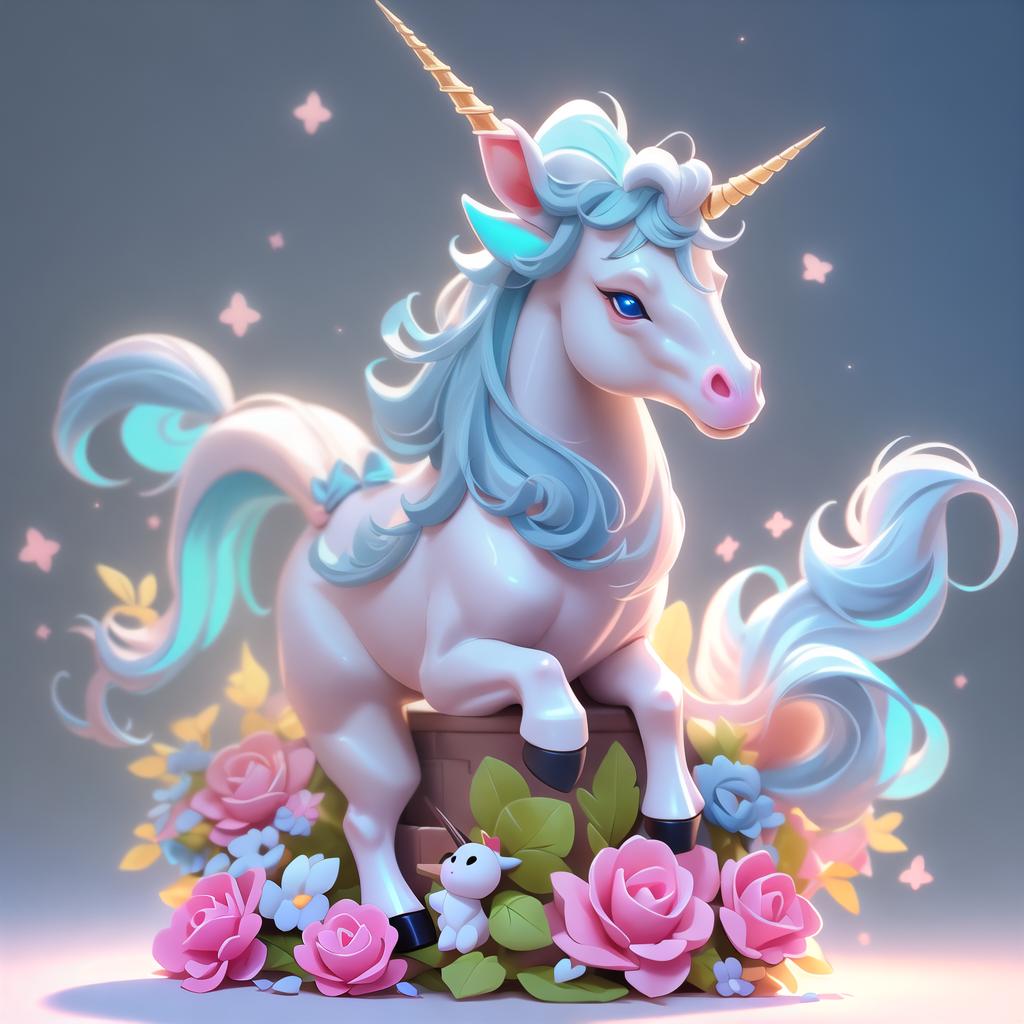  Cute baby unicorn, pixar style, 3D render hyperrealistic, full body, detailed clothing, highly detailed, cinematic lighting, stunningly beautiful, intricate, sharp focus, f/1. 8, 85mm, (centered image composition), (professionally color graded), ((bright soft diffused light)), volumetric fog, trending on instagram, trending on tumblr, HDR 4K, 8K