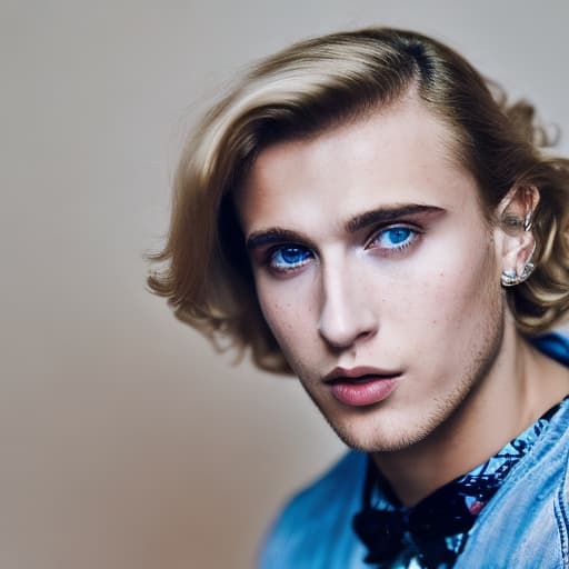 portrait+ style Russian homosexual queer YouTuber blonde hunk dude face