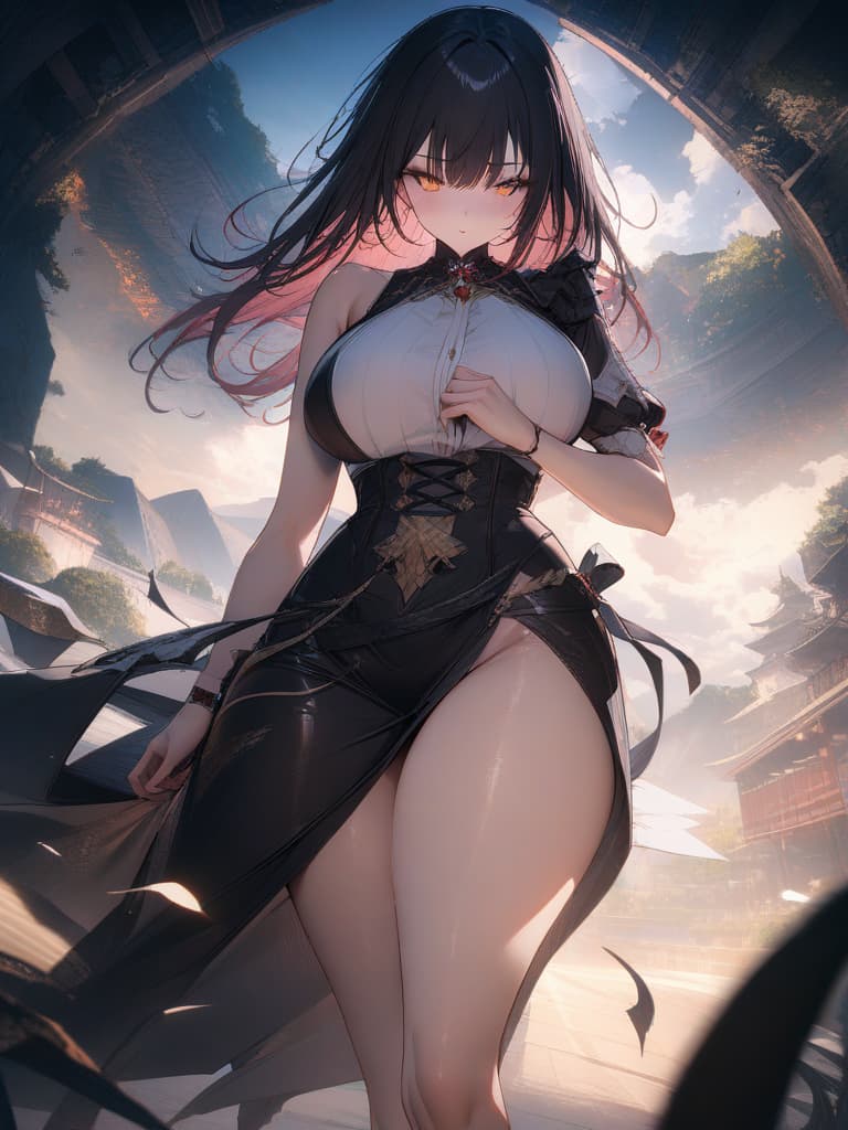  glowing golden eyes black vampire girl、white skin、BREAK、red wolf、best quality:1.4、masterpiece:1.4、ultra detailed texture、absurd resolution、8K illustration、💩、💩、💩、💩、💩、, masterpiece, best quality,8k,ultra detailed,high resolution,an extremely delicate and beautiful,hyper detail hyperrealistic, full body, detailed clothing, highly detailed, cinematic lighting, stunningly beautiful, intricate, sharp focus, f/1. 8, 85mm, (centered image composition), (professionally color graded), ((bright soft diffused light)), volumetric fog, trending on instagram, trending on tumblr, HDR 4K, 8K