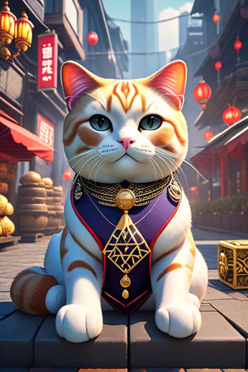  the lucky cat in a playful blockchain meme style, designed to go viral. Th cat is with Donald Trump style hyperrealistic, full body, detailed clothing, highly detailed, cinematic lighting, stunningly beautiful, intricate, sharp focus, f/1. 8, 85mm, (centered image composition), (professionally color graded), ((bright soft diffused light)), volumetric fog, trending on instagram, trending on tumblr, HDR 4K, 8K