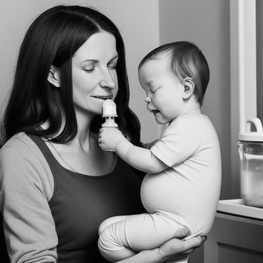  mother feeding the baby milk mother