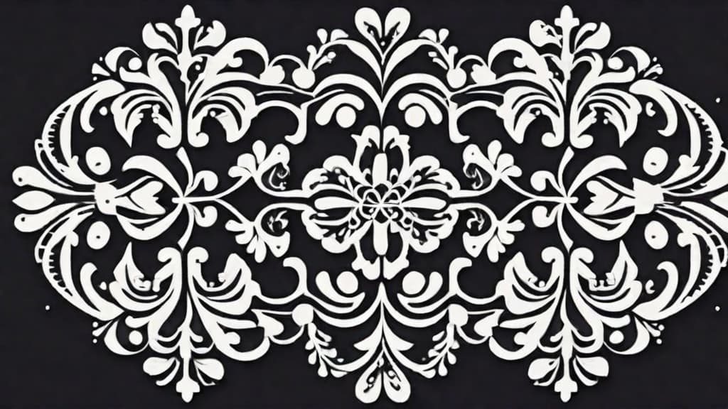  minimalistic icon of Embroidered Elegance: Damask Patterns, flat style, on a white background