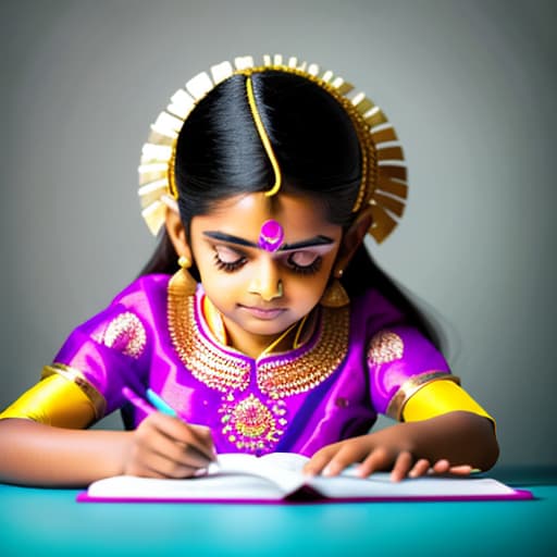  beautiful female indian girl wearing a cute costume, studying,her face is visible:: close up portait, shot on sony a1, 85mm F/1. 4 ISO 100, medium format, 45 megapixel, studio lighting, softbox, high shutter speed flash photography, award winning photograph with golden ratio composition --testp --ar 2:3 --seed 1661 --creative --stylize 2600 --upbeta