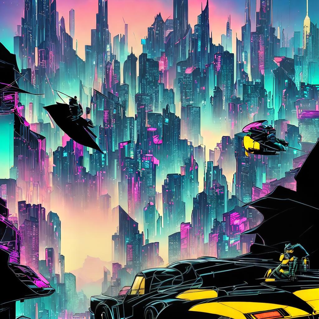 nvinkpunk ((A masterpiece)) blending the worlds of Batman and The Simpsons in (((best quality))), 8k resolution. This high detailed, ultra-detailed artwork showcases Batman and The Simpsons characters in a dynamic crossover scene. The main subject of the scene is Batman and Homer Simpson engaged in a friendly conversation, surrounded by the iconic Gotham City skyline. The artwork is done in a comic book style, reminiscent of the original Batman comics by Bob Kane. The colors are vibrant and dynamic, with dramatic lighting casting deep shadows and highlights on the characters. Explore this incredible crossover on the artist's website: www.batmansimpsoncrossoverart.com. hyperrealistic, full body, detailed clothing, highly detailed, cinematic lighting, stunningly beautiful, intricate, sharp focus, f/1. 8, 85mm, (centered image composition), (professionally color graded), ((bright soft diffused light)), volumetric fog, trending on instagram, trending on tumblr, HDR 4K, 8K
