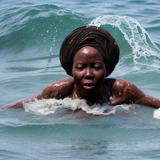  african woman drowning in sea