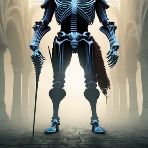  huge Skeleton giant hyperrealistic, full body, detailed clothing, highly detailed, cinematic lighting, stunningly beautiful, intricate, sharp focus, f/1. 8, 85mm, (centered image composition), (professionally color graded), ((bright soft diffused light)), volumetric fog, trending on instagram, trending on tumblr, HDR 4K, 8K