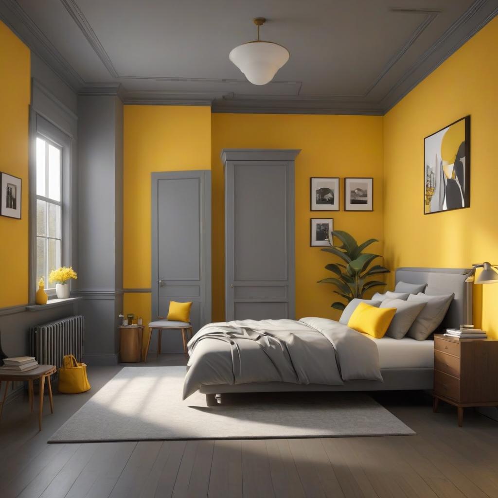  professional 3d model "A cartoonish background of a small yellow gray room." . octane render, highly detailed, volumetric, dramatic lighting hyperrealistic, full body, detailed clothing, highly detailed, cinematic lighting, stunningly beautiful, intricate, sharp focus, f/1. 8, 85mm, (centered image composition), (professionally color graded), ((bright soft diffused light)), volumetric fog, trending on instagram, trending on tumblr, HDR 4K, 8K