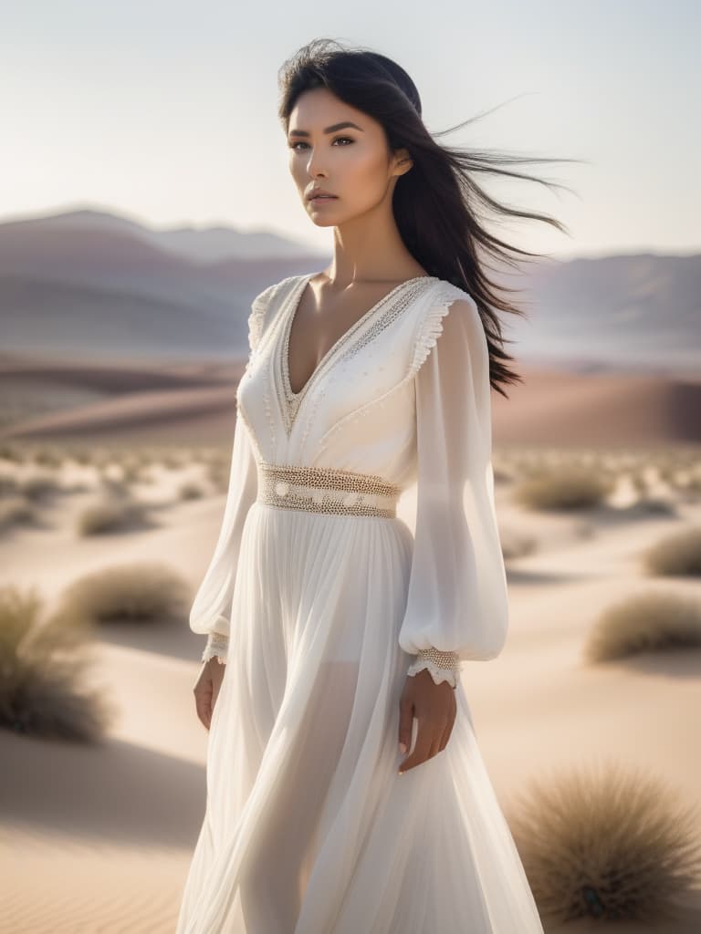  Half body portrait,Young Asian girl in white loveshackfancy desert victorian maxi dress standing in Desert,black hair, look at to camera, cinematic lighting, stunningly beautiful, intricate, sharp focus, f/1. 8, 85mm, (professionally color graded), ((bright soft diffused light)), volumetric fog, trending on instagram, trending on tumblr, HDR 4K, 8K hyperrealistic, full body, detailed clothing, highly detailed, cinematic lighting, stunningly beautiful, intricate, sharp focus, f/1. 8, 85mm, (centered image composition), (professionally color graded), ((bright soft diffused light)), volumetric fog, trending on instagram, trending on tumblr, HDR 4K, 8K