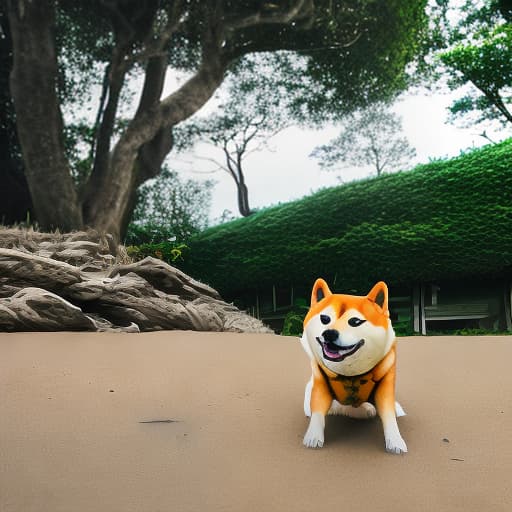 mdjrny-v4 style Shiba Inus Playing on the Beach in Taiwan