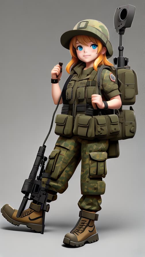  Full Body Bicep Camouflage Combat Machine Gun Girl Pop