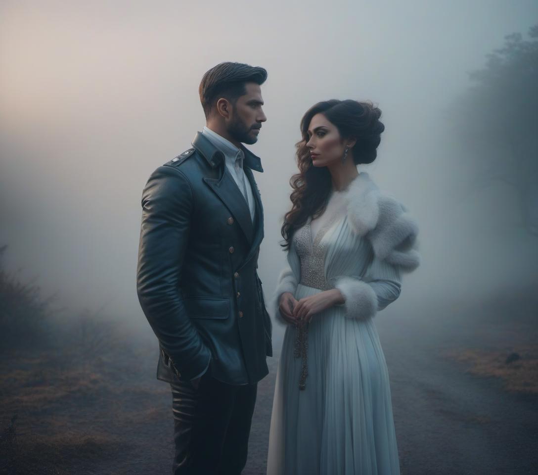  A man is standing at a distance, a girl is silent. hyperrealistic, full body, detailed clothing, highly detailed, cinematic lighting, stunningly beautiful, intricate, sharp focus, f/1. 8, 85mm, (centered image composition), (professionally color graded), ((bright soft diffused light)), volumetric fog, trending on instagram, trending on tumblr, HDR 4K, 8K