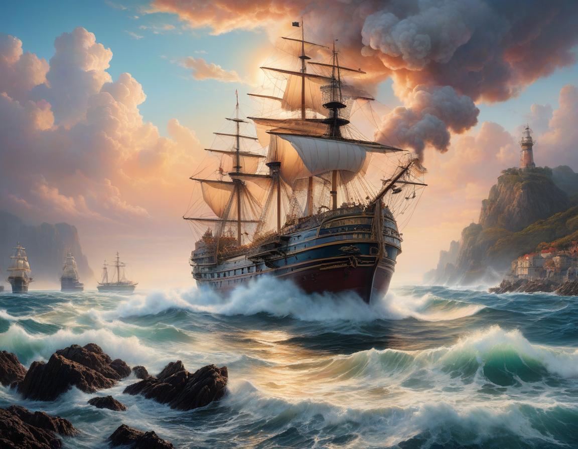  nautical themed The world has lost its mind! A smoky atmosphere in pastel tones. An extraordinary abstract fairy tale painting of the world, bright colors mixed with reality and the world. . sea, ocean, ships, maritime, beach, marine life, highly detailed hyperrealistic, full body, detailed clothing, highly detailed, cinematic lighting, stunningly beautiful, intricate, sharp focus, f/1. 8, 85mm, (centered image composition), (professionally color graded), ((bright soft diffused light)), volumetric fog, trending on instagram, trending on tumblr, HDR 4K, 8K