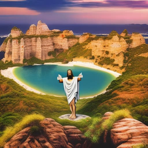  jesus sentado em uma paisagem