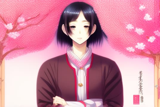  Charming anime depiction of a Japanese with the clic anime art style. The scene is set against a backdrop of vint cherry blossoms in full bloom, with soft sunlight filtering through the nches, casting a gentle and warm glow on the ’s features. She stands in a pose, her big, expressive eyes reflecting a sense of innocence and curiosity. Her colorful, flowing dress and long hair add to the dynamic composition of the artwork. The attention to detail is paramount, capturing intricate patterns and textures in the surroundings. This ilration captures the essence of the anime aesthetic, showcasing the captivating charm and elegance of a cute anime in a joyful and enchanting moment.