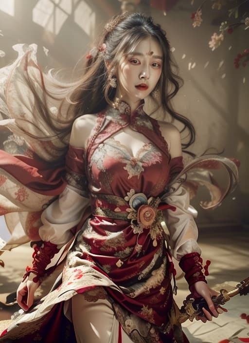  woman in a red and white dress holding a fan, traditional chinese, chinese style, palace ， a girl in hanfu, traditional beauty, chinese empress, chinese princess, ancient chinese beauties, chinese woman, chinese girl, fan bingbing, ancient chinese princess, hanfu, wearing ancient chinese clothes, chinese costume, with acient chinese clothes,award winning composition,high quality,masterpiece,extremely detailed,high res,4k,ultra high res,detailed shadow,ultra realistic,dramatic lighting,bright light