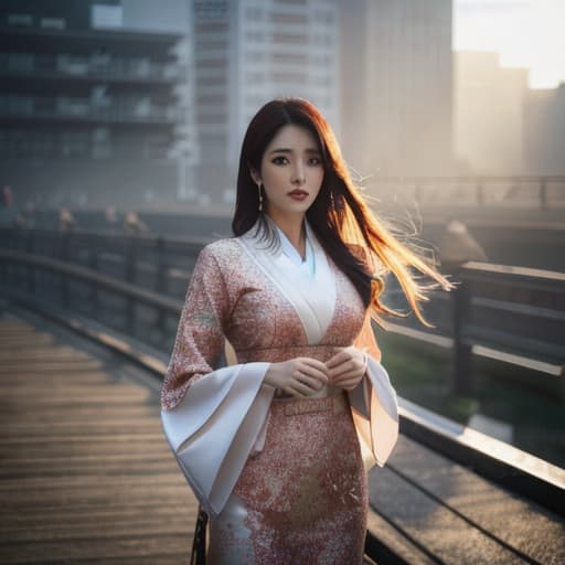  A beautiful Japanese girl hyperrealistic, full body, detailed clothing, highly detailed, cinematic lighting, stunningly beautiful, intricate, sharp focus, f/1. 8, 85mm, (centered image composition), (professionally color graded), ((bright soft diffused light)), volumetric fog, trending on instagram, trending on tumblr, HDR 4K, 8K