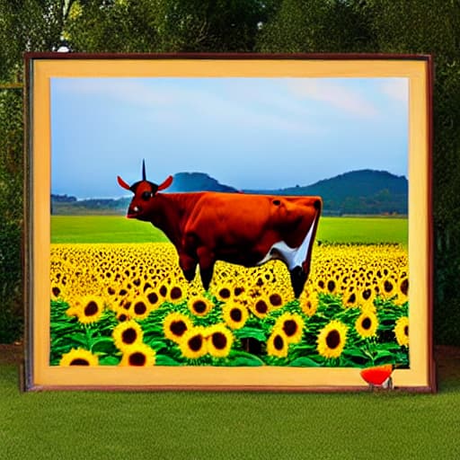  Cow chews sunflower