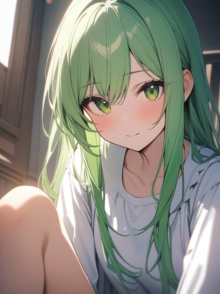  Fairy, small, cute, green hair, long hair, masterpiece, best quality,8k,ultra detailed,high resolution,an extremely delicate and beautiful,hyper detail