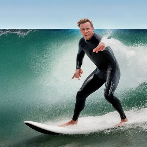 portrait+ style generate an image of a man surfing on the beach