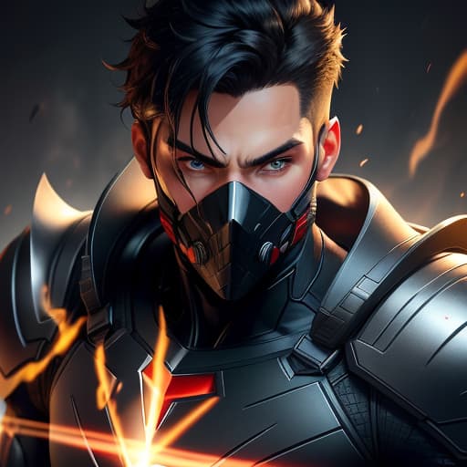  very handsome, male, caucasian, tall, short wavey black hair, blue eyes, muscular athletic body, superhero, red and black suit, has a mask, fire powers, hyperrealistic, high quality, highly detailed, perfect lighting, intricate, sharp focus, f/1. 8, 85mm, (centered image composition), (professionally color graded), ((bright soft diffused light)), trending on instagram, HDR 4K, 8K