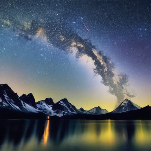  Nighttime nature landscape galaxy mountain water star beauty