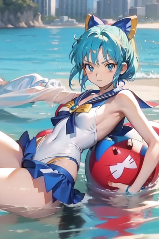  Cirno, one piece swimsuit, sailor moon style