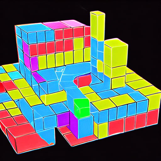  Tetris history, over-detailed multicolored blocks