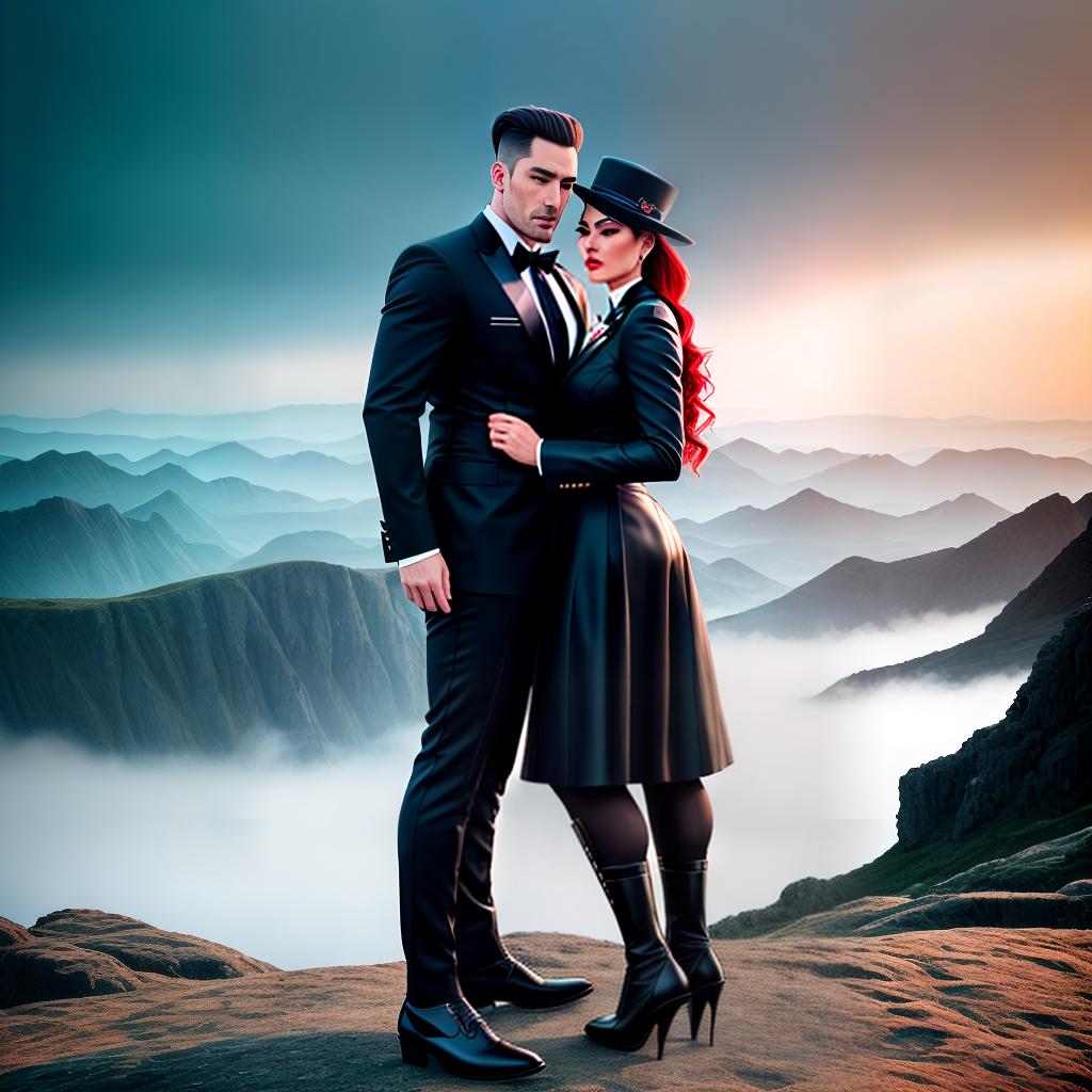  Jack and Queen hyperrealistic, full body, detailed clothing, highly detailed, cinematic lighting, stunningly beautiful, intricate, sharp focus, f/1. 8, 85mm, (centered image composition), (professionally color graded), ((bright soft diffused light)), volumetric fog, trending on instagram, trending on tumblr, HDR 4K, 8K